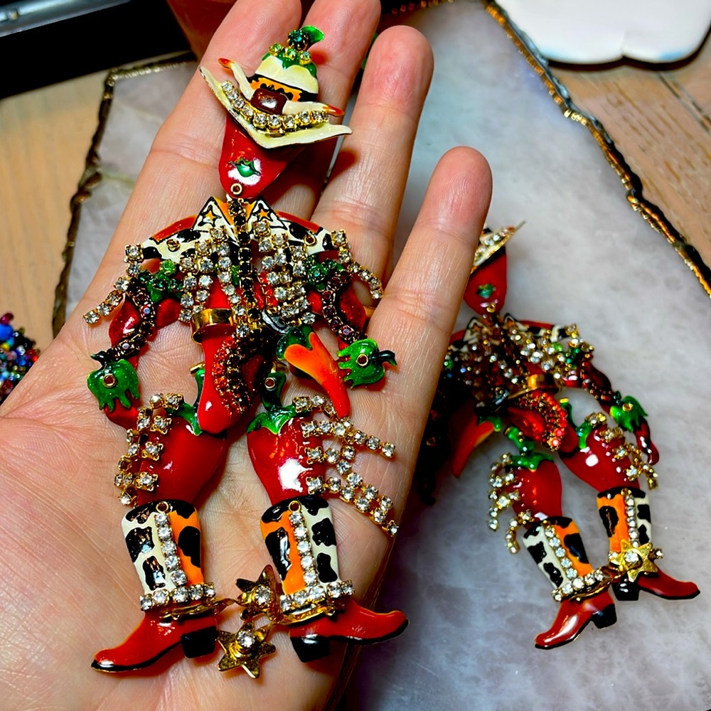 Rare Lunch at the Ritz Spicy 🌶️ cowboy earrings